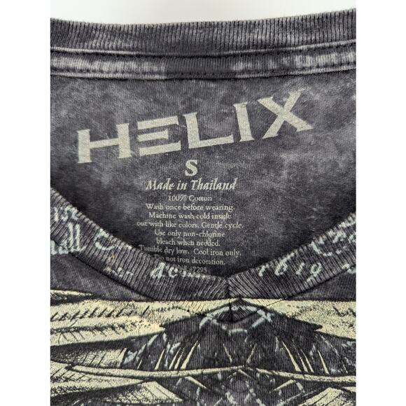 Vintage Helix Skull & Wings Cyber Y2K Goth MallCore Acid Wash Small T-Shirt - Picture 3 of 4